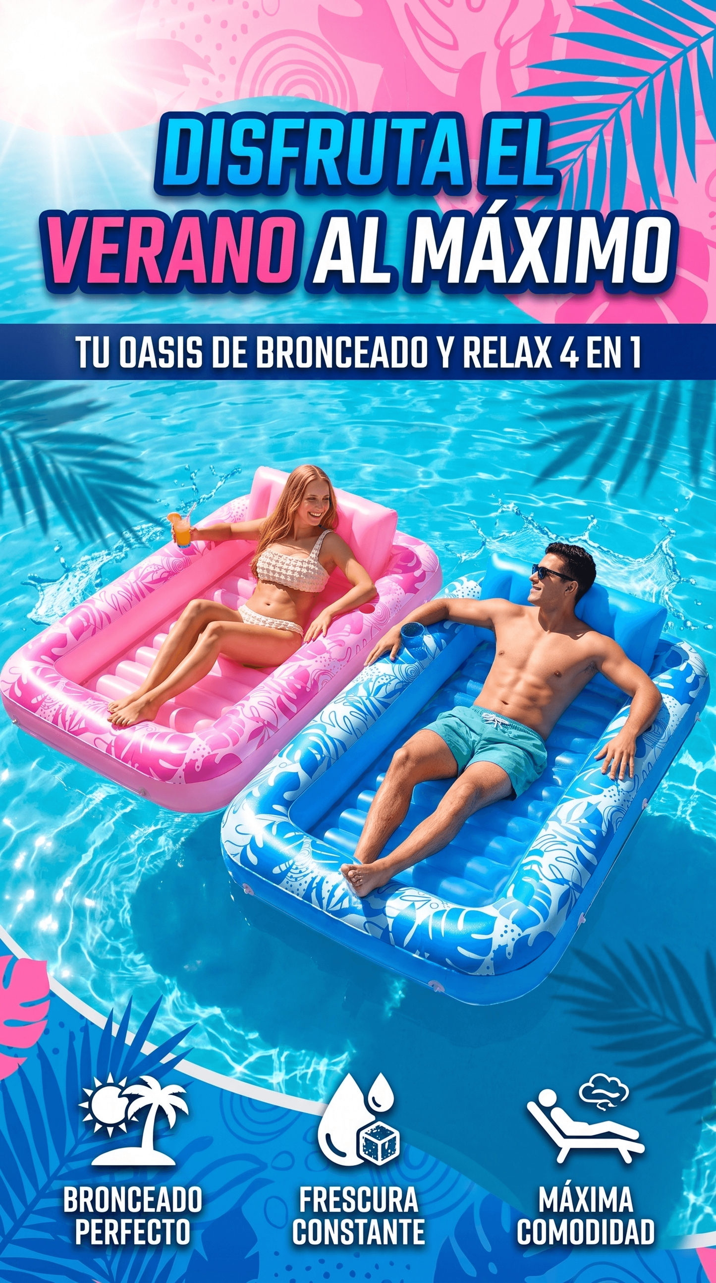 FLOTADOR Y PISCINA DE BRONCEADO