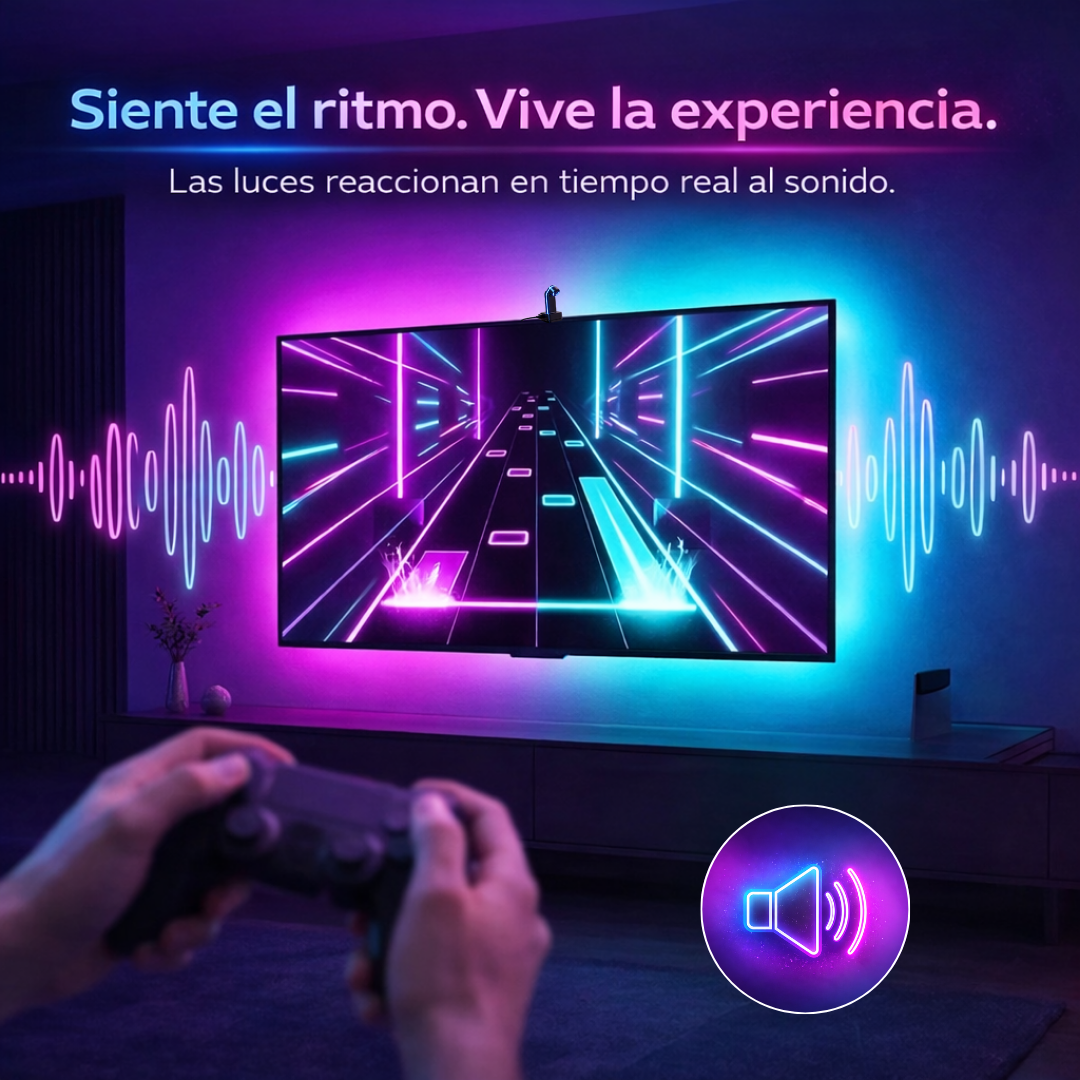 TV COLOR FLOW 360° – LUZ LED RGB CON CÁMARA SENSOR PARA TV