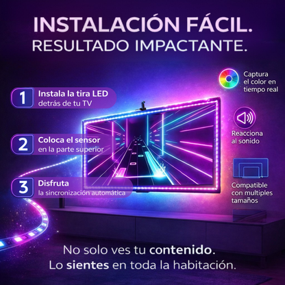 TV COLOR FLOW 360° – LUZ LED RGB CON CÁMARA SENSOR PARA TV