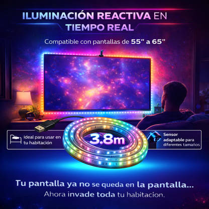 TV COLOR FLOW 360° – LUZ LED RGB CON CÁMARA SENSOR PARA TV