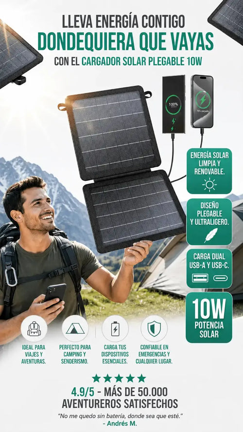 CARGADOR SOLAR PLEGABLE 10W