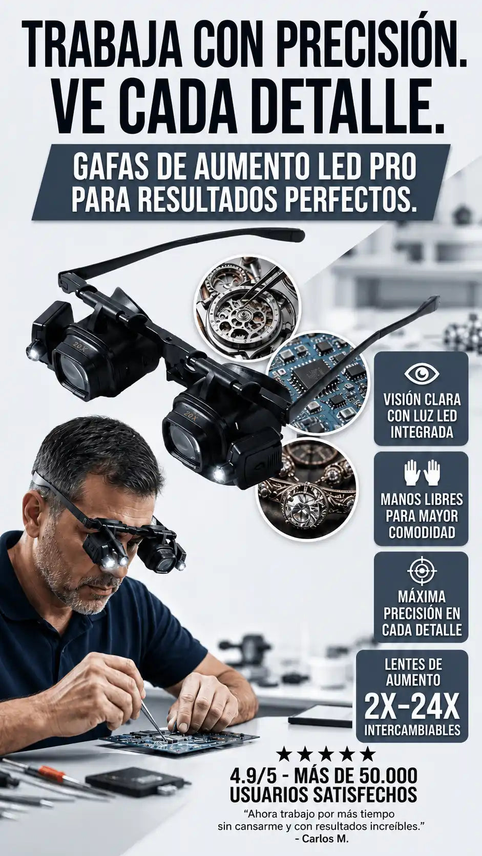GAFAS DE AUMENTO LED PRO