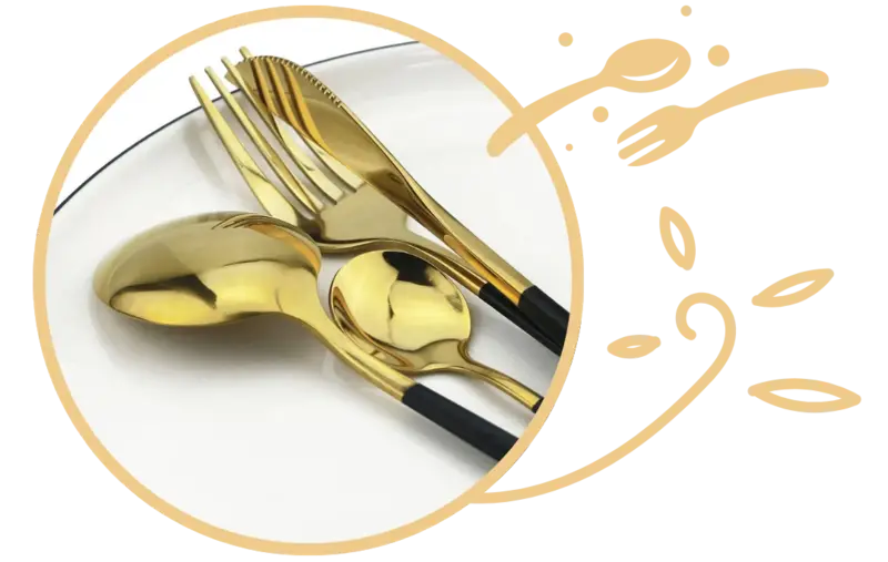 Gold set cubiertos